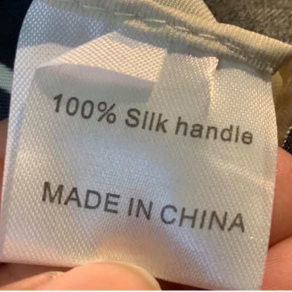 H initial Black White Silk handle Scarf H Pattern designer look carriage pony - Picture 4 of 4